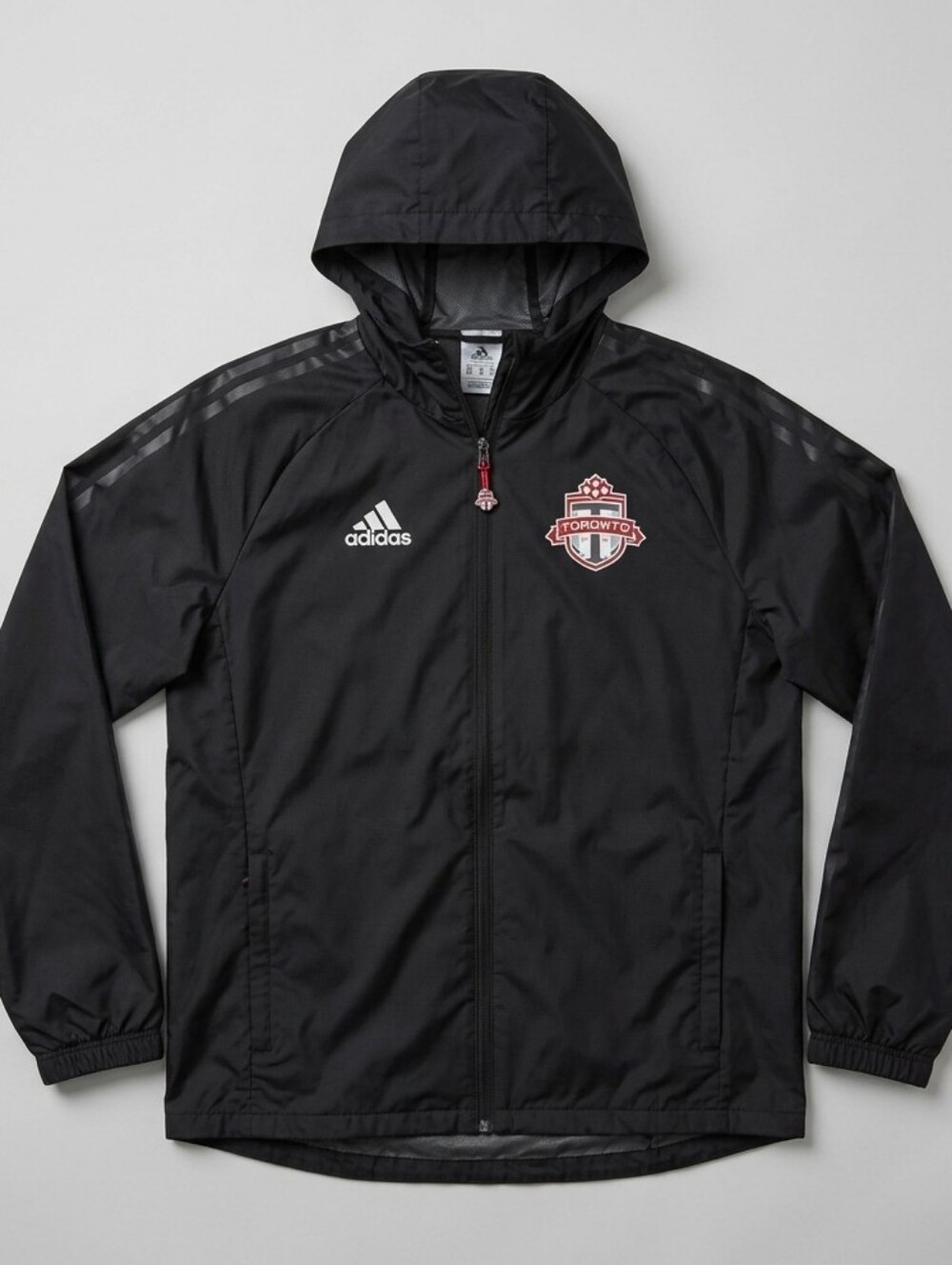 Adidas Black Mens/Unisex Hooded Rain Jacket with Toronto FC Team Crest (Soccer)